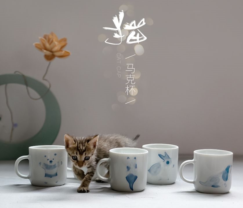 新品推荐-创意手绘可爱猫咪陶瓷茶杯