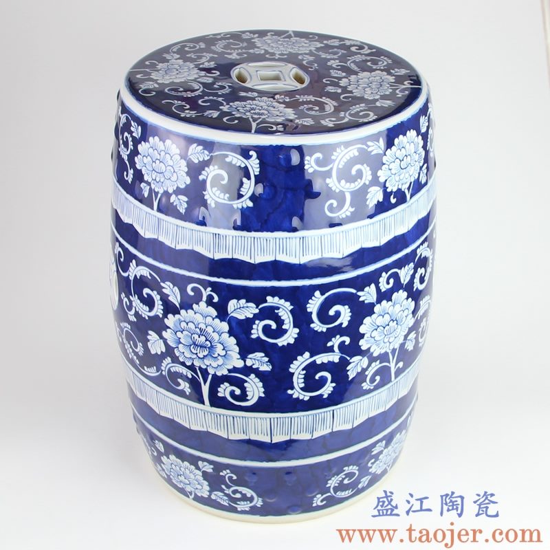 RYLU183 盛江陶瓷 仿古青花陶瓷凳子鼓凳瓷墩