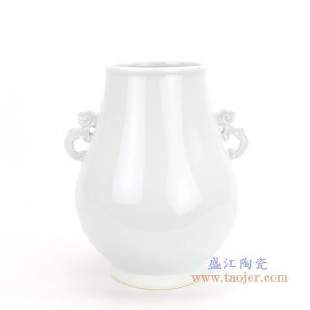 RZQL01 景德镇陶瓷 清乾隆青釉留白花纹象鼻尊福筒手工老货文房瓷器中式摆件