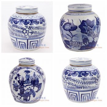 RZKT04-U-V-I 景德镇陶瓷 仿古做旧青花缠枝莲茶叶罐