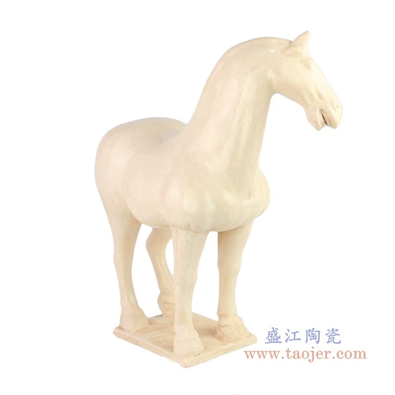 RZLN05 盛江陶瓷 陶瓷白马摆件唐三彩仿古马中式家居饰品