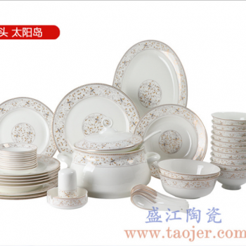 ZPK282 景德镇陶瓷 碗6寸面碗汤碗骨瓷高档骨瓷面碗餐具46头套装批发餐具