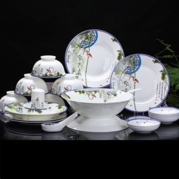 ZPK-227 景德镇陶瓷 碗盘餐具套装中式家用碗碟釉中彩餐具高档56头春色满园