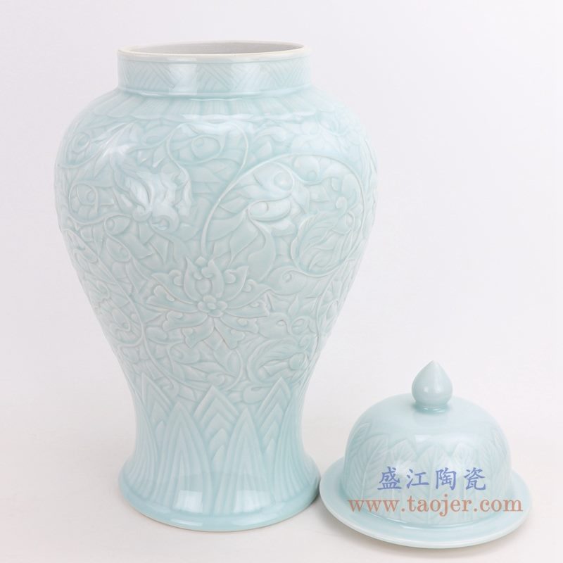 RZQN01 盛江陶瓷 影青釉仿古花瓶花插中式客厅工艺品摆件