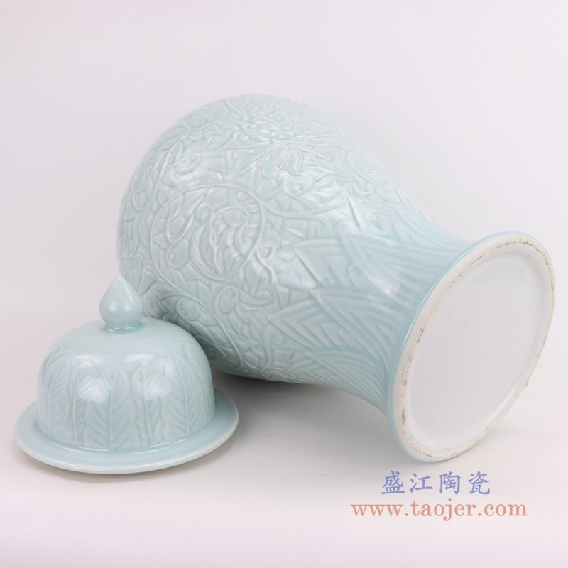 RZQN01 盛江陶瓷 影青釉仿古花瓶花插中式客厅工艺品摆件
