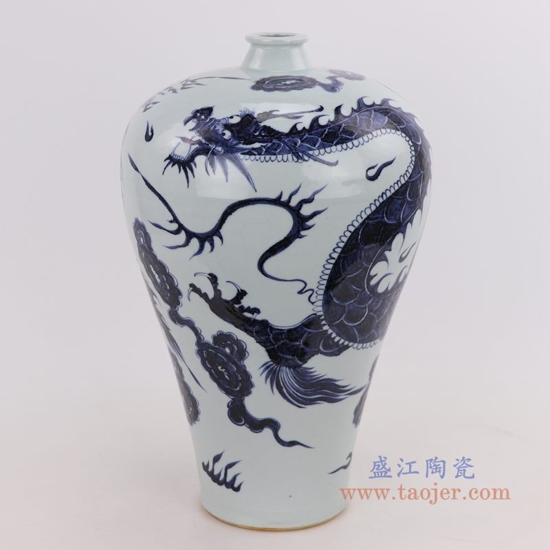 青花飞龙纹梅瓶 手工手绘 古董古玩仿古瓷器收藏