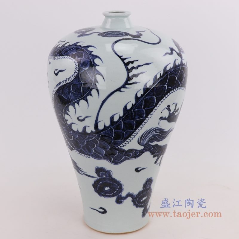 青花飞龙纹梅瓶 手工手绘 古董古玩仿古瓷器收藏