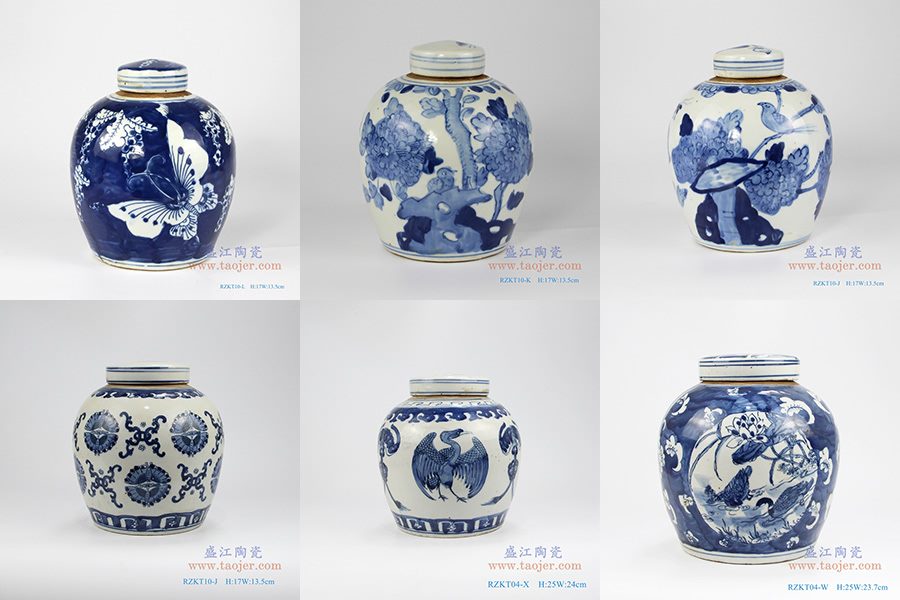 RZKT04-W 手绘青花茶叶罐 同类组合图