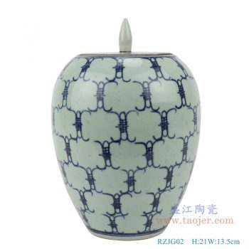 RZJG02 仿雍正青花百寿字盖罐 储物罐