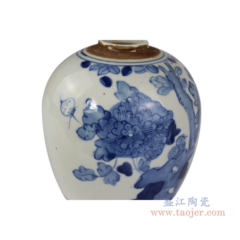 RZKT10-K 手绘青花花鸟纹茶叶罐 纹饰细节图