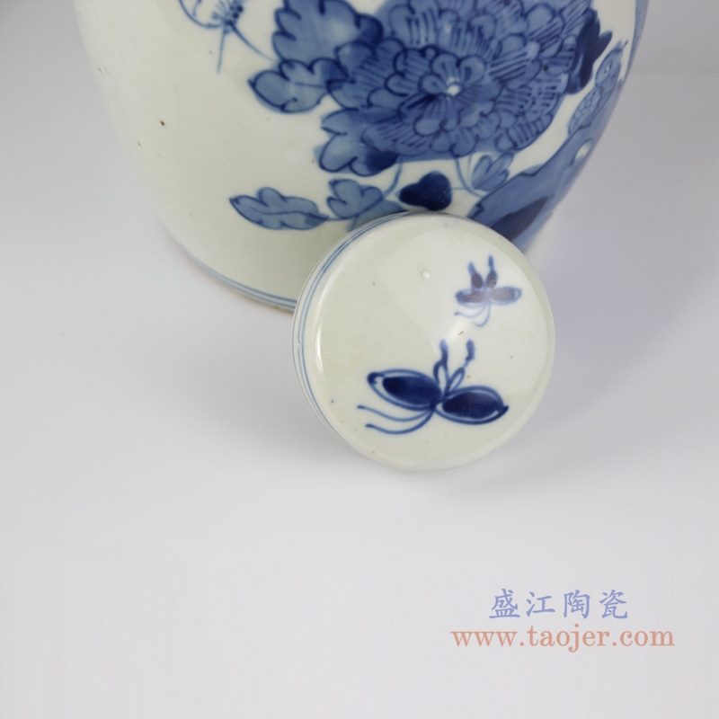RZKT10-K 手绘青花花鸟纹茶叶罐 盖子图