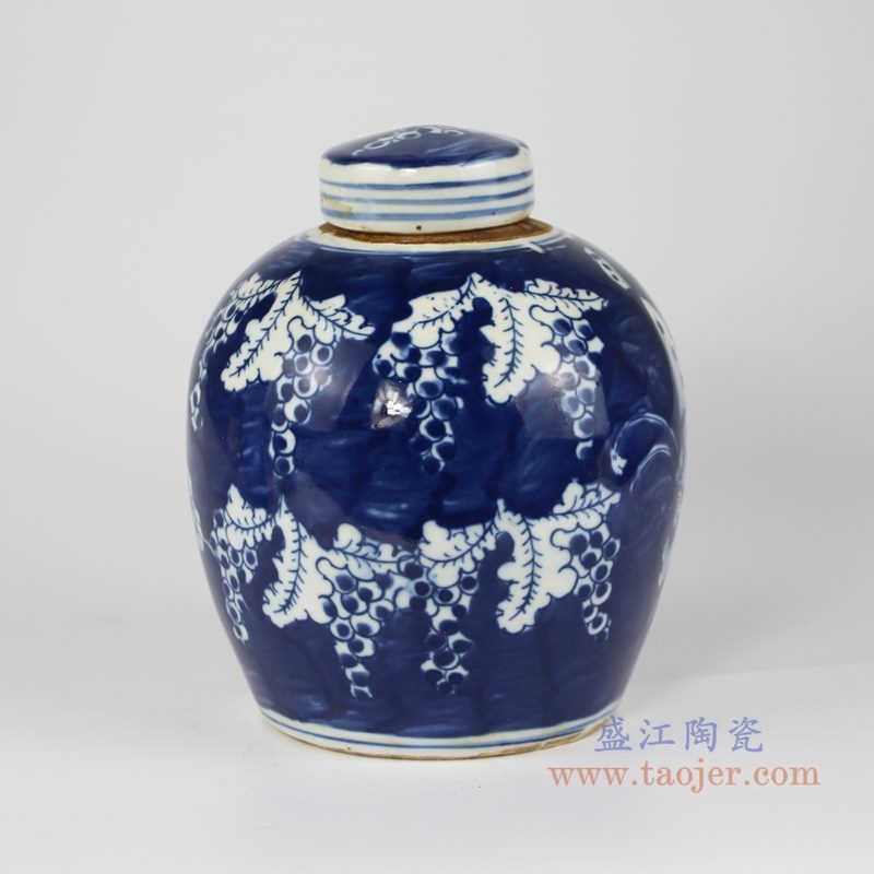 RZKT10-L手绘青花蝴蝶纹茶叶罐 背面图
