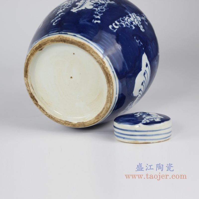 RZKT10-L手绘青花蝴蝶纹茶叶罐 底部图