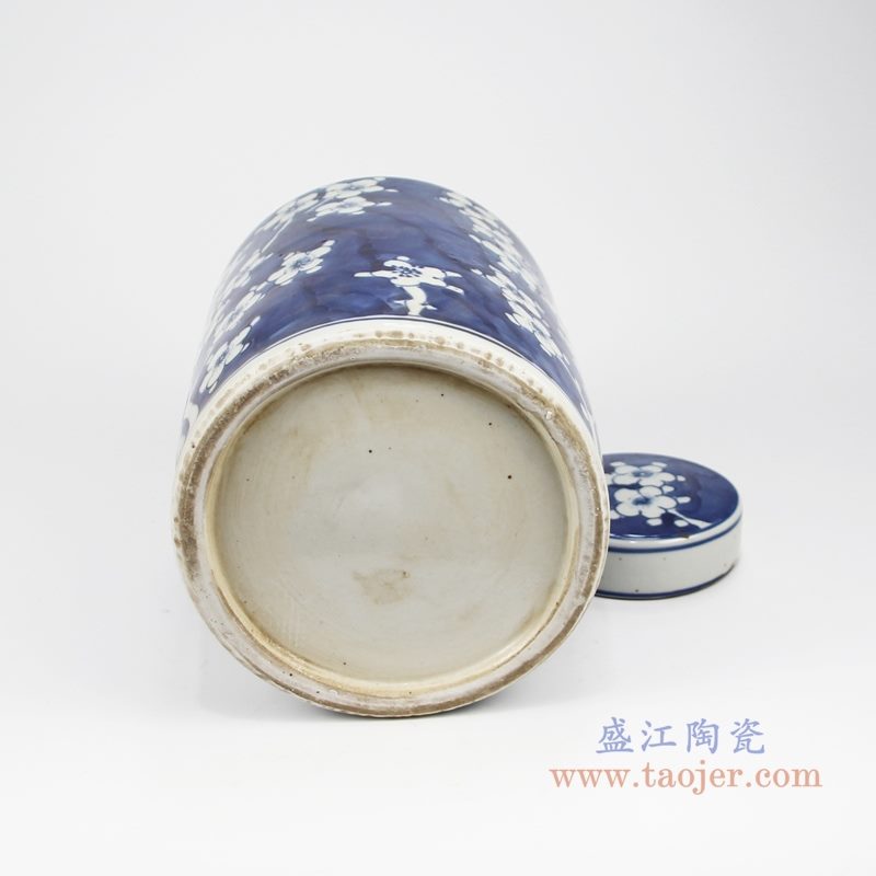 RZKT32-A 仿古 手绘青花冰梅直身罐 底部图