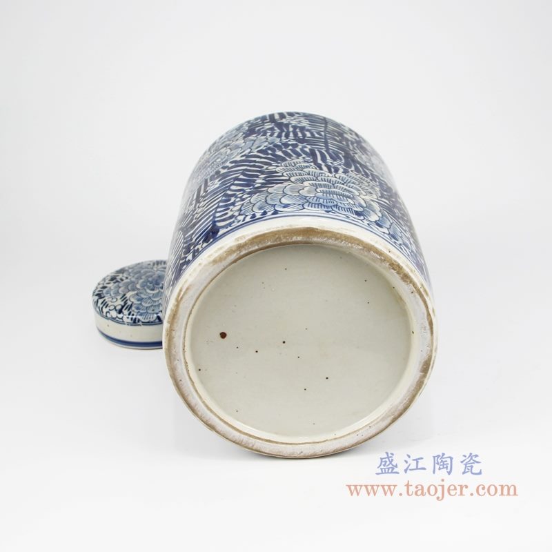 RZKT32-B 仿古手工青花缠枝牡丹纹茶叶罐 底部图