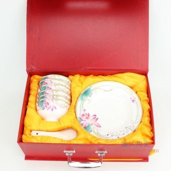 RZQC02-醉凡尘15件荷花图案陶瓷餐具