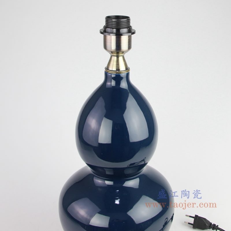 上图:深蓝祭蓝颜色釉陶瓷葫芦灯具顶部图 购买请点击图片