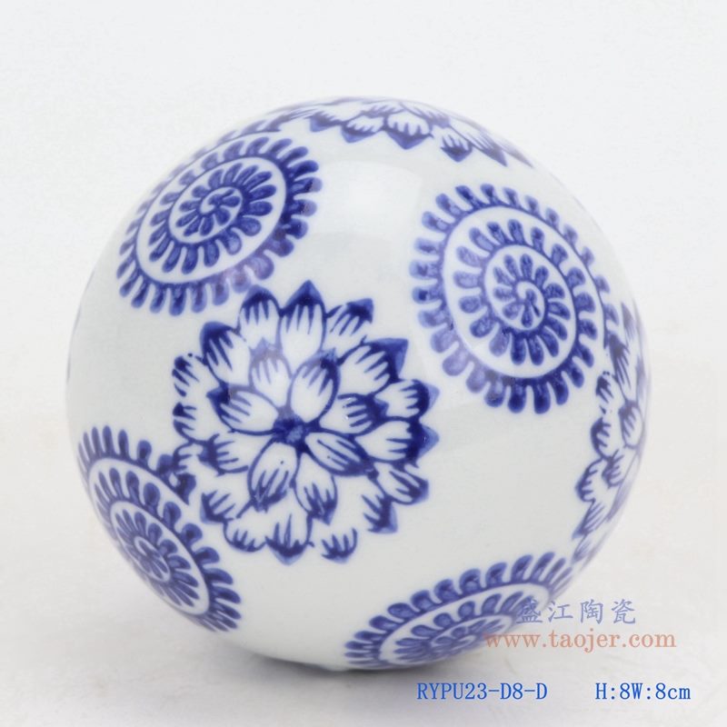 上图:青花花卉纹陶瓷球装饰球圆浮球 购买请点击图片