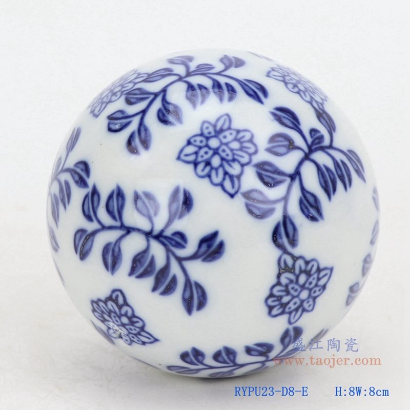 上图:青花花卉纹陶瓷球装饰球圆浮球 购买请点击图片