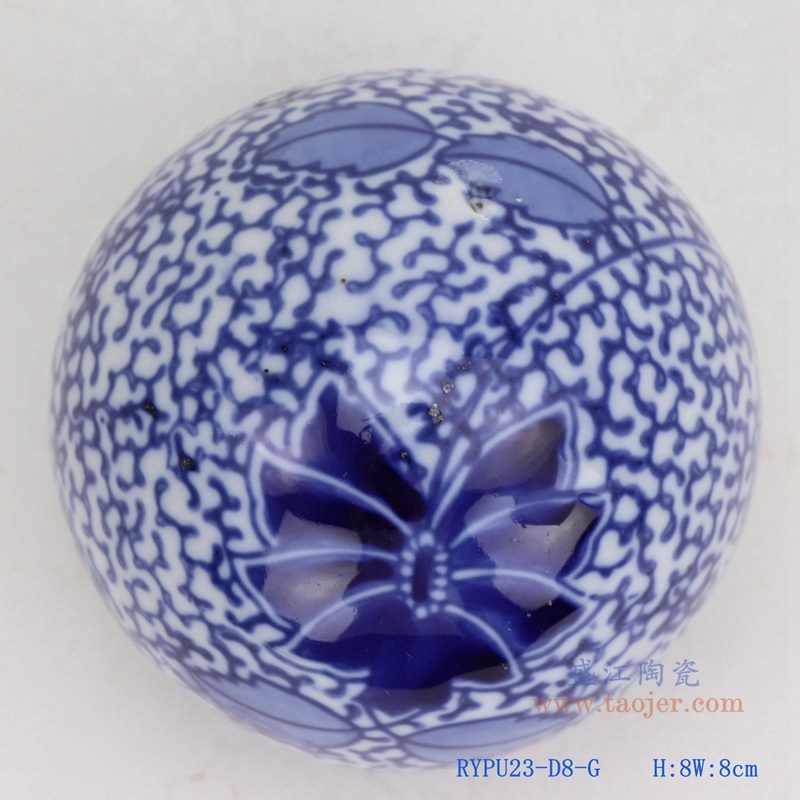 上图:青花花卉纹陶瓷球装饰球圆浮球 购买请点击图片