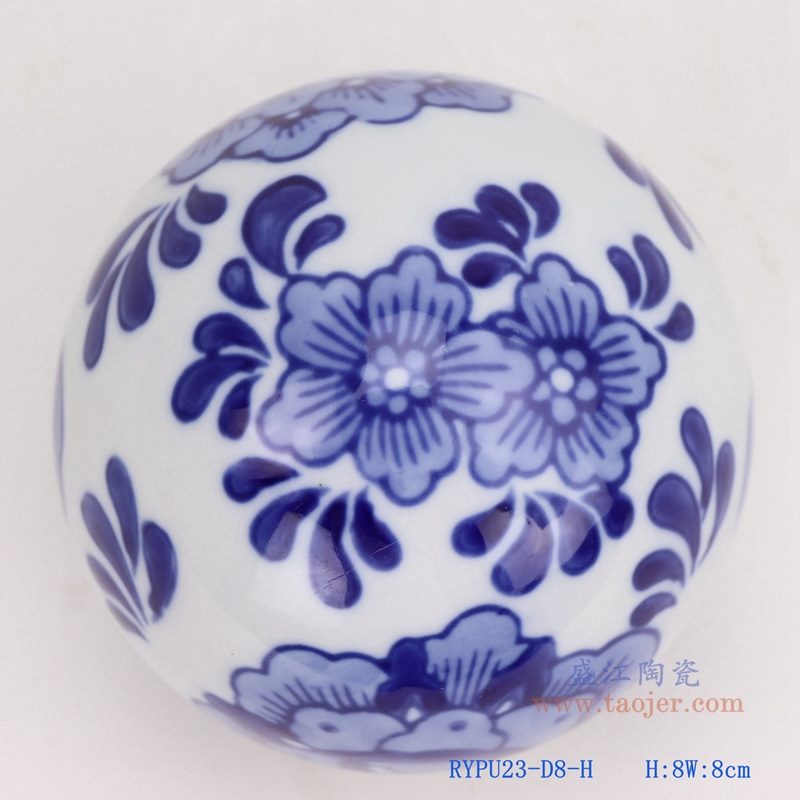 上图:青花花卉纹陶瓷球装饰球圆浮球 购买请点击图片