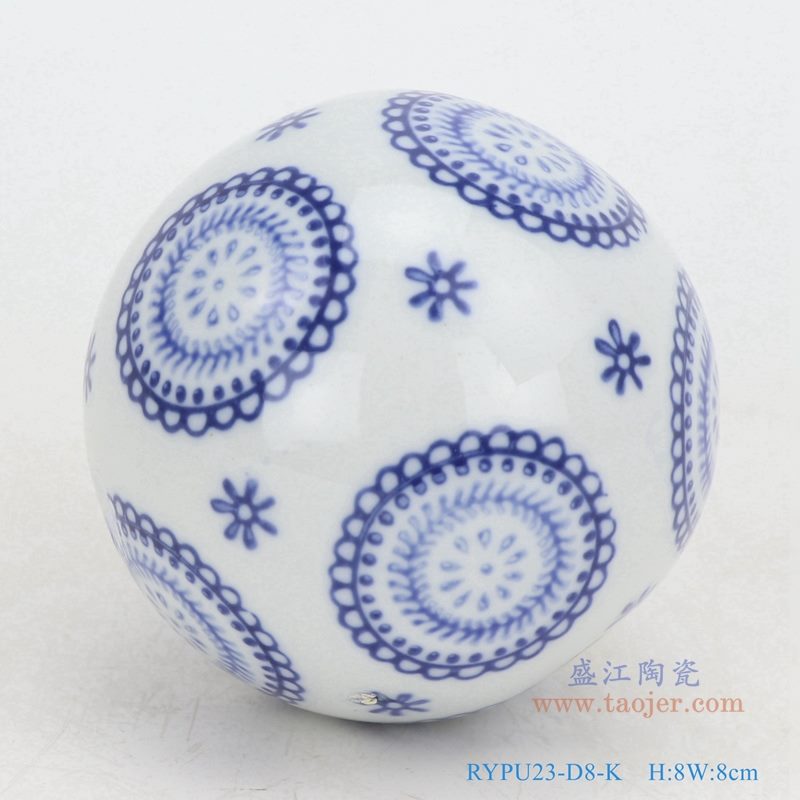 上图:青花花卉圆圈纹陶瓷球装饰球圆浮球 购买请点击图片