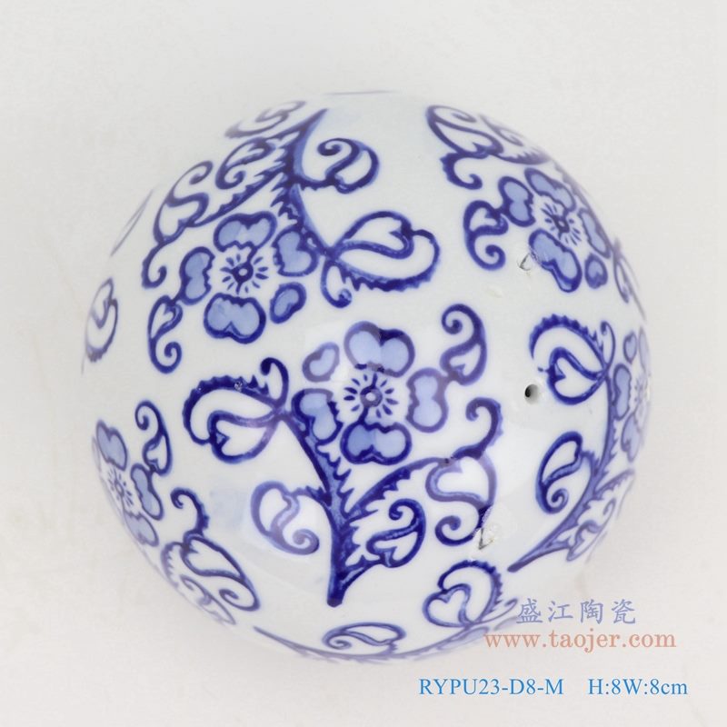 上图:青花花卉纹陶瓷球装饰球圆浮球 购买请点击图片