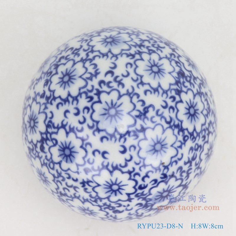 上图:青花花卉纹陶瓷球装饰球圆浮球 购买请点击图片