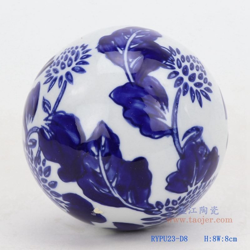上图:青花花卉纹陶瓷球装饰球圆浮球 购买请点击图片