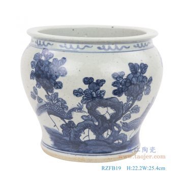 RZFB19-仿古手绘青花花鸟纹小缸