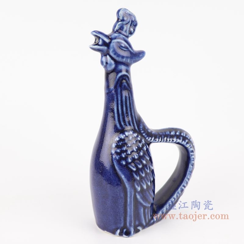 上图：祭蓝深蓝陶瓷公鸡雕塑鸡水壶  购买请点击图片