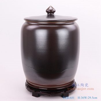 RZRA01-颜色釉茶叶末釉酱色带盖茶叶罐储物罐