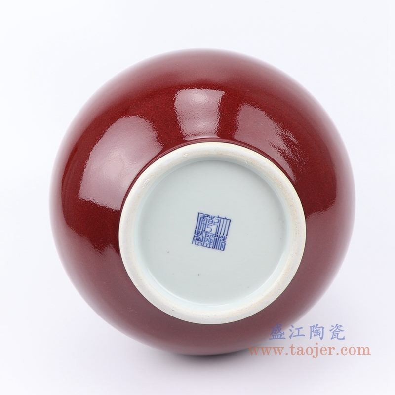 上图：郎紅釉葫芦瓶红色花瓶底部图  购买请点击图片