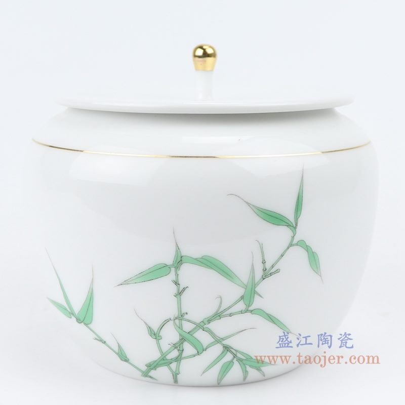 上图:白瓷普洱存茶罐陶瓷半斤装梅兰竹菊带盖茶叶罐竹 购买请点击图片