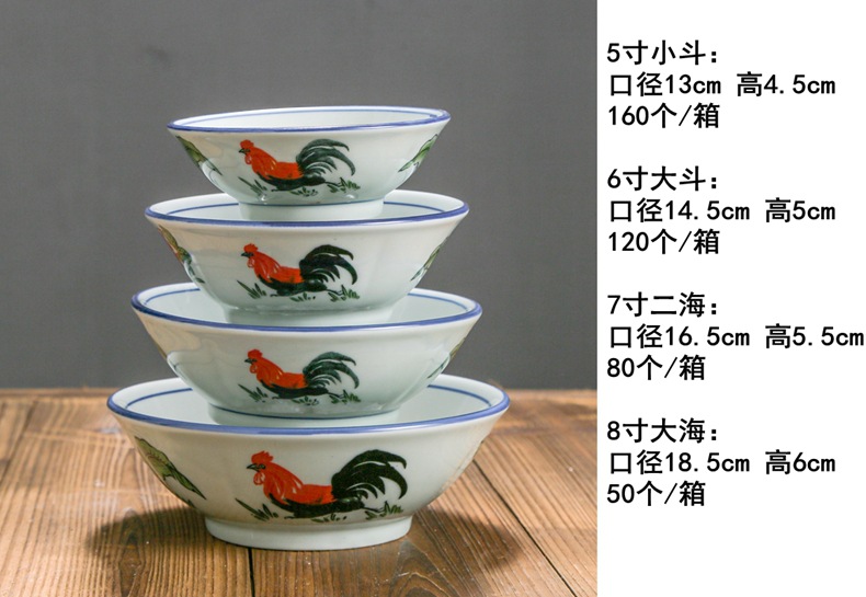餐具新款青瓷公鸡系列尺寸介绍