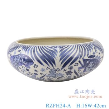 RZFH24-A/B/C 陶瓷仿古元青花鱼藻和龙纹陶瓷鱼缸