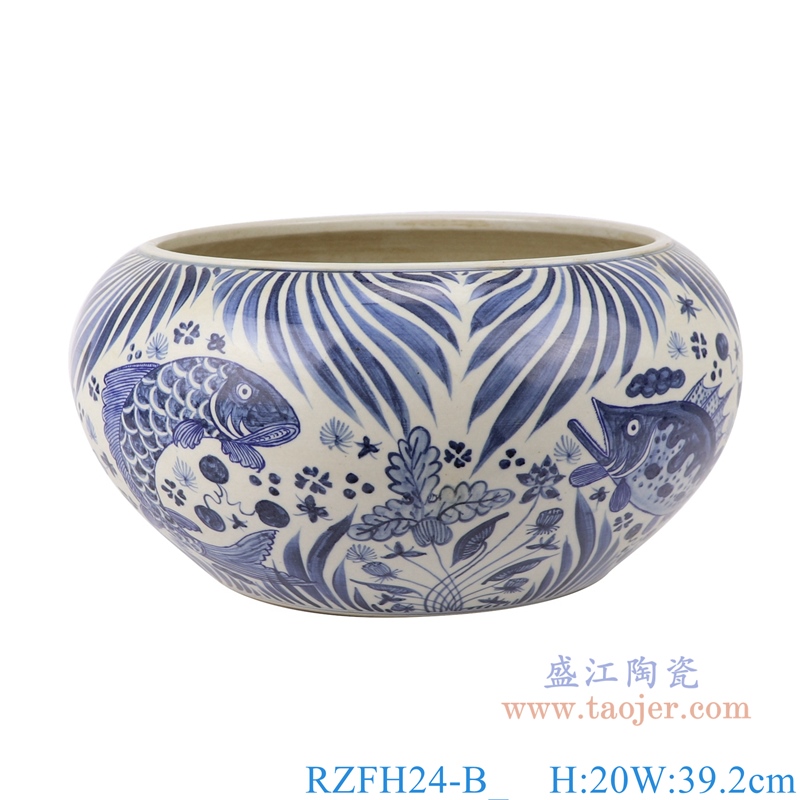 陶瓷仿古元青花鱼藻和龙纹陶瓷罐子
