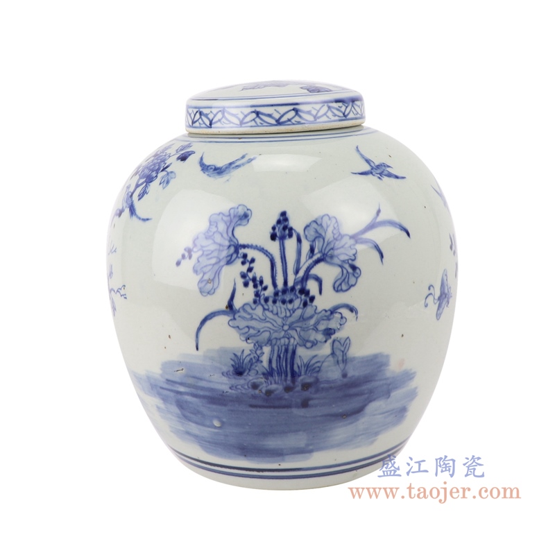 RZSC03  景德镇手绘青花花鸟瓷器罐