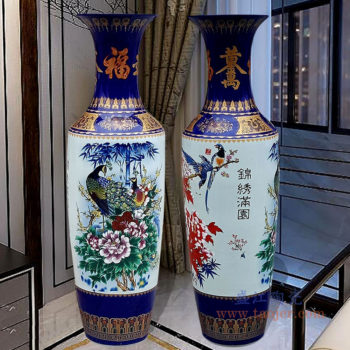 RZRi01-A手绘花开富贵粉彩落地大花瓶