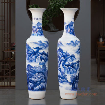 RZRi16-A  落地花瓶手绘青花瓷锦绣前程摆件
