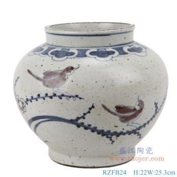 RZFB24  手工手绘复古青花中式茶叶罐仿古花鸟陶瓷