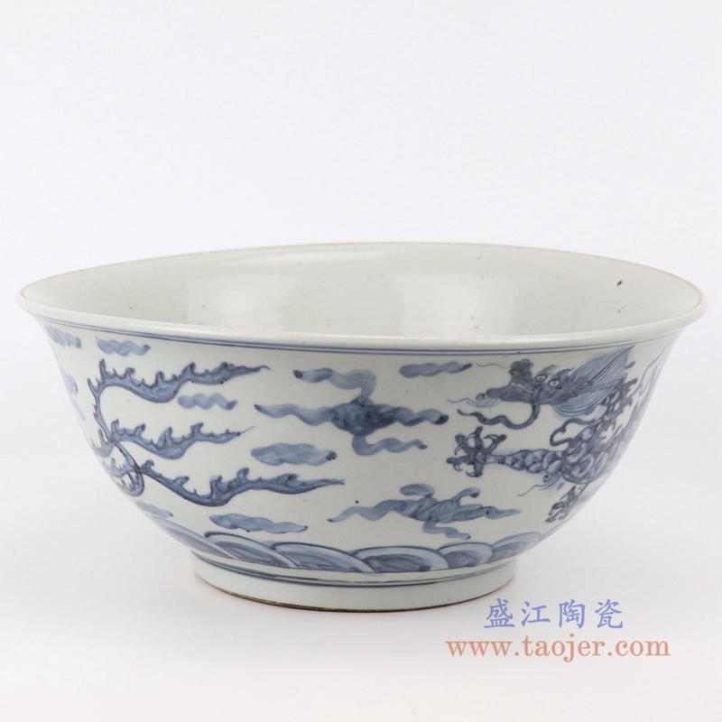 RZFB26 青花手绘龙飞凤舞大碗仿古瓷器