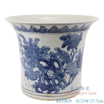 RZFB29  花鸟图中式手绘青花陶瓷仿古花盆