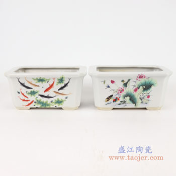 RYXP38-A/B/C 多款复古风格粉彩山水纹花盆