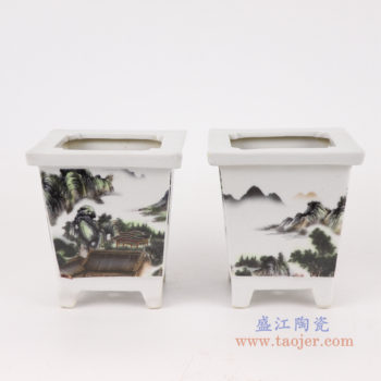 RYXP40-A/B/C 多款复古风格粉彩花草纹四方花盆