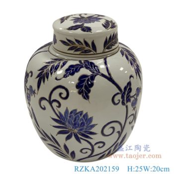 RZKA202159 白色花卉现代风颜色釉陶瓷坛子