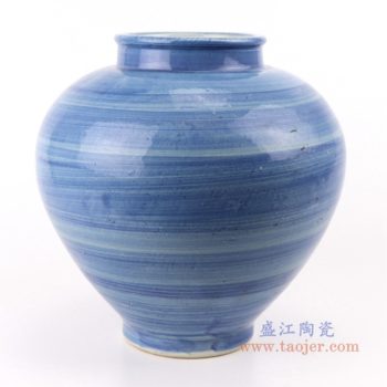 RZPI50  手工蓝纹颜色釉现代陶瓷广口花瓶罐