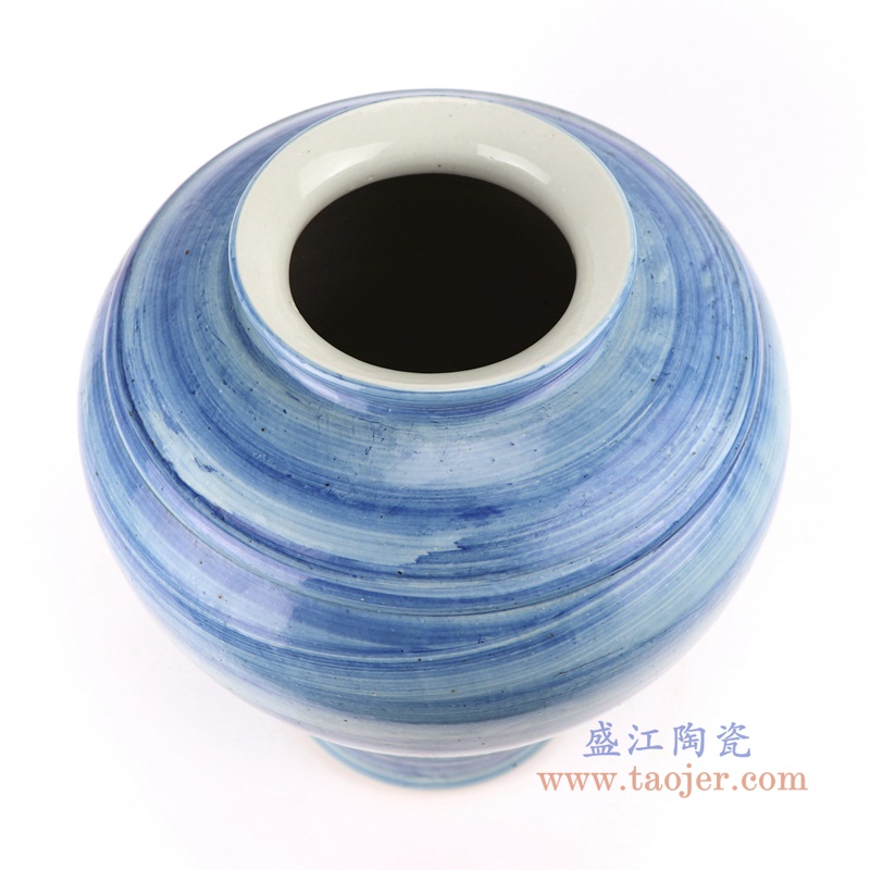手工蓝纹颜色釉现代陶瓷花瓶罐