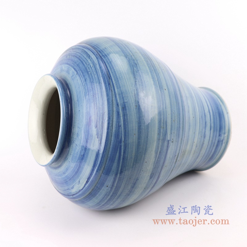 手工蓝纹颜色釉现代陶瓷花瓶罐