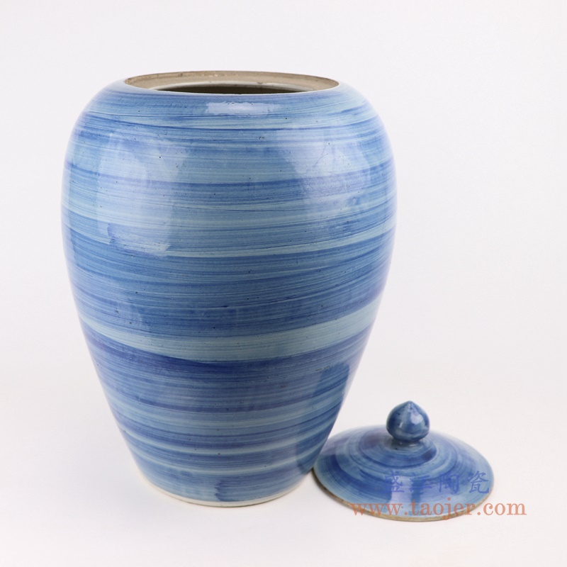手工蓝纹颜色釉现代简约陶瓷花瓶